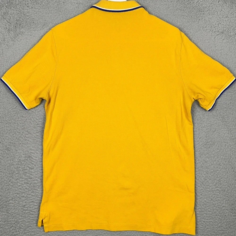 Polo Ralph Lauren Polo Shirt Mens Medium Classic Fit Yellow Tipped Trim Rugby